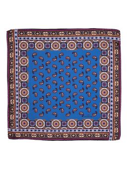 The Tie Hub - Paisley Blue & Orange Silk Pocket Square