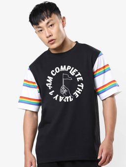 Bewakoof - Men's Black I am Complete Typography Oversized T-shirt