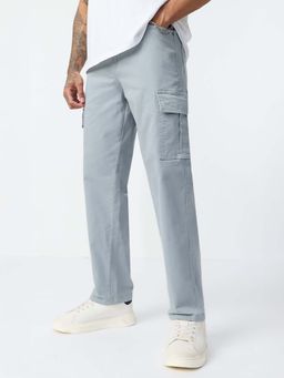 The Souled Store - Straight-Fit Denim Slate Grey Men Cargo Jeans