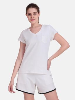 Wear Jukebox - White Drift V-Neck Tee Women