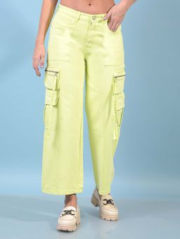 CRIMSOUNE CLUB - Women Green Wide-Leg Cargo Jeans