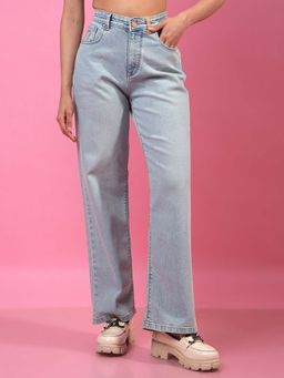 CRIMSOUNE CLUB - Women Blue Wide-Leg Jeans