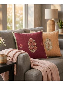 Haus & Kinder - Multi-Color Cotton Digital Printed Rouge and Rose Cushion Covers (Pack of 2)