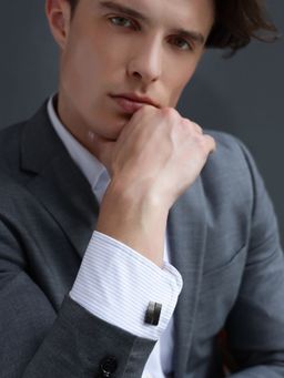 Shaze - Balance Bars Black Cufflinks