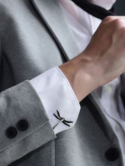 Shaze - Needle Fly Silver Cufflinks