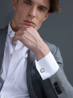 Shaze - Imbricate Silver Cufflinks