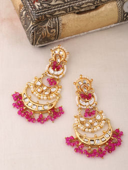 Shoshaa - Gold Pink Brass Drop Earrings