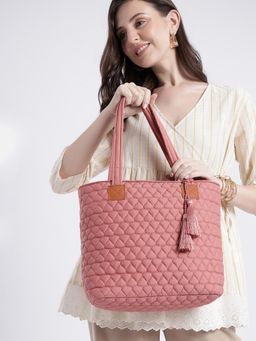 Anekaant - Uno Dusty Pink Diamond Quilted Tote Bag
