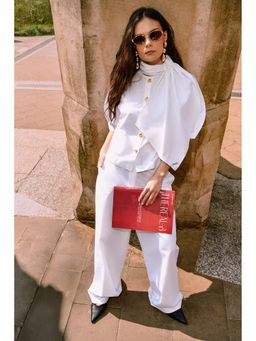 TheRealB - Pure Cotton White Wrap Neck Co-Ord (Set of 3)