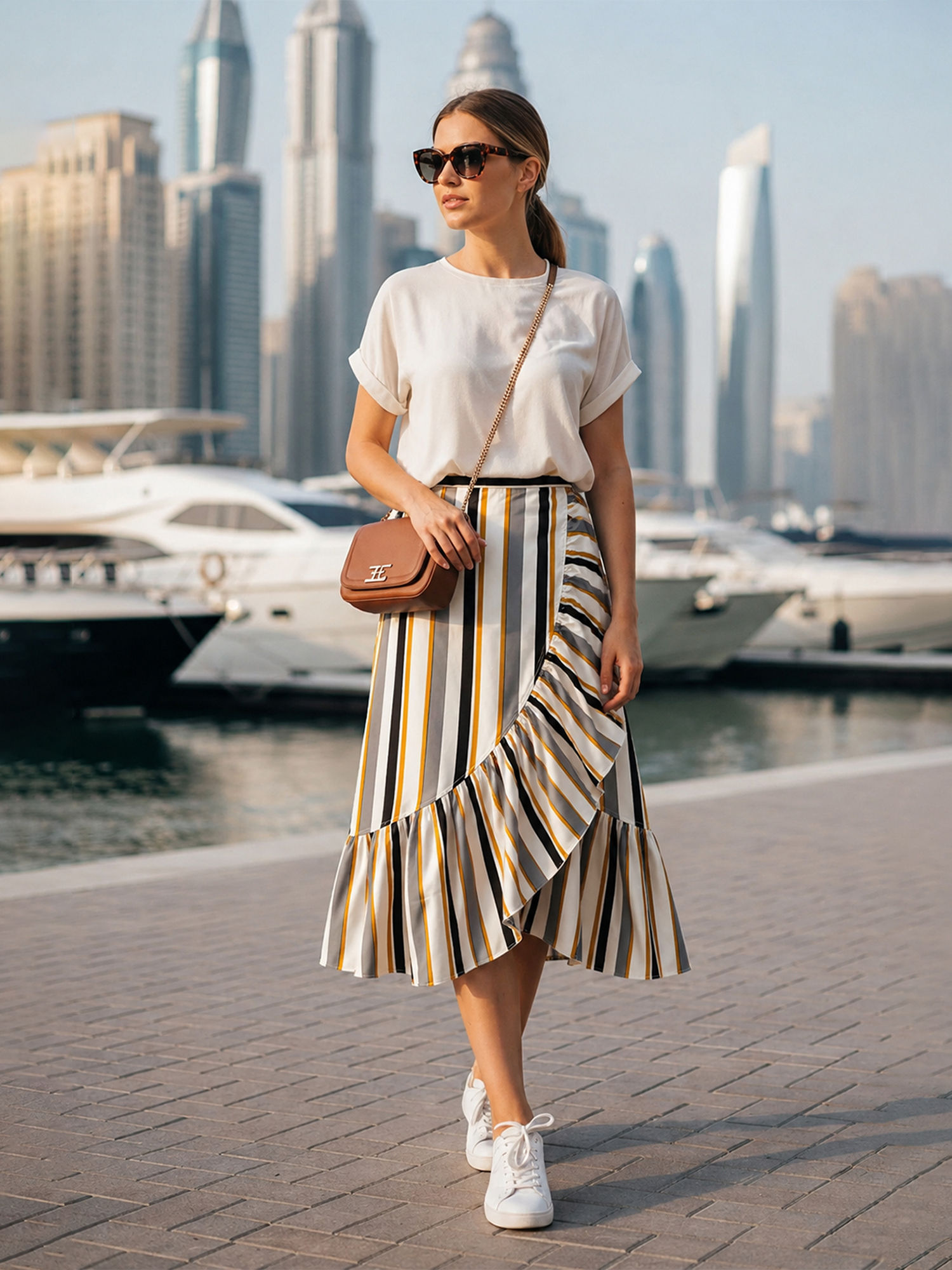 qurvii Multi-Color Striped Frill Skirt-picture-34