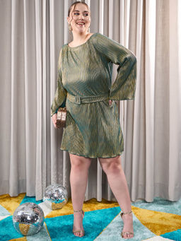 KASSUALLY - Foil Printed Boat Neck Straight Dress