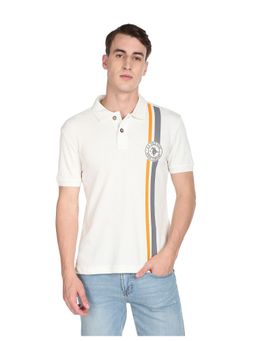 U.S. Polo Assn. Denim Co. - Men Off White Ribbed Collar Pique Cotton Polo T-Shirt