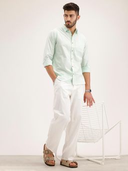 WROGN - Green Solid/Plain Collar Neck Casual Shirt