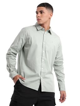 WROGN - Green Solid/Plain Collar Neck Casual Shirt
