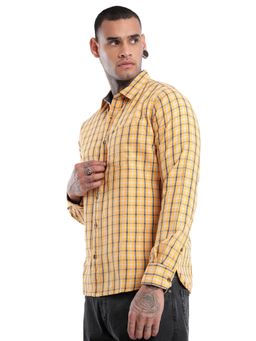 WROGN - Yellow Checks Collar Neck Casual Shirt