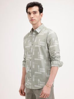 WROGN - Green Printed Collar Neck Casual Shirt