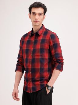 WROGN - Rust Checks Collar Neck Casual Shirt