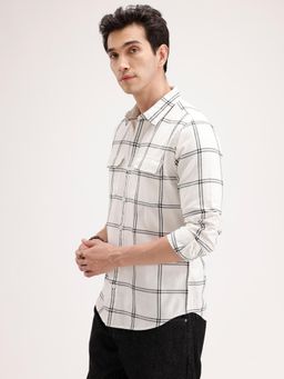WROGN - White Checks Collar Neck Casual Shirt