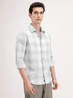 WROGN - White Checks Collar Neck Casual Shirt