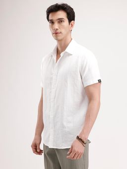 WROGN - White Textured Collar Neck Casual Shirt