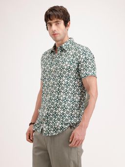 WROGN - Green Printed Collar Neck Casual Shirt