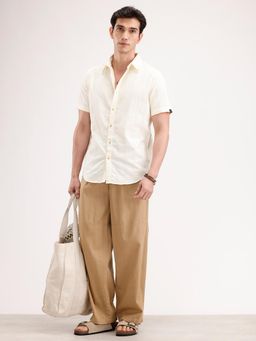 WROGN - Yellow Textured Collar Neck Casual Shirt