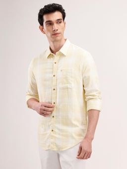 WROGN - Yellow Checks Collar Neck Casual Shirt