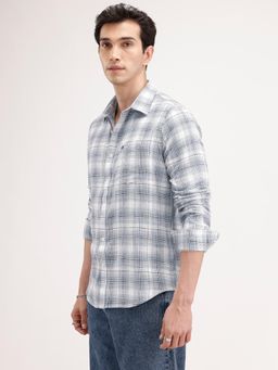 WROGN - Blue Checks Collar Neck Casual Shirt