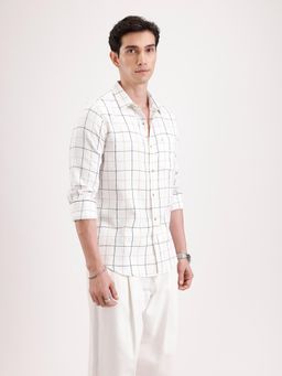 WROGN - White Checks Collar Neck Casual Shirt