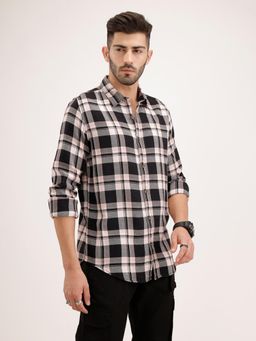 WROGN - Black Checks Collar Neck Casual Shirt