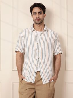WROGN - Off White Stripes Collar Neck Casual Shirt