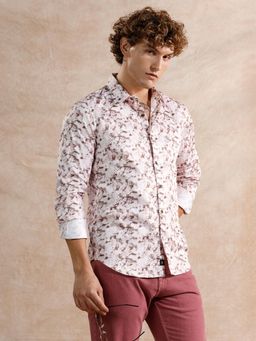 WROGN - Brown Printed Collar Neck Casual Shirt
