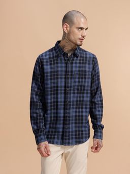WROGN - Black Checks Collar Neck Casual Shirt