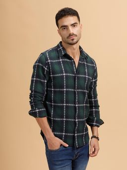 WROGN - Navy Blue Checks Collar Neck Casual Shirt