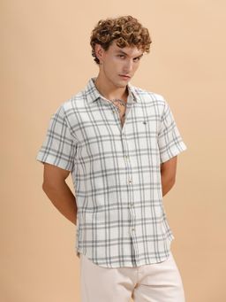 WROGN - Grey Checks Collar Neck Casual Shirt