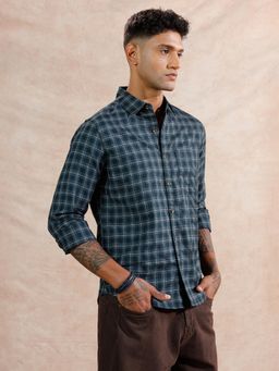 WROGN - Grey Checks Collar Neck Casual Shirt