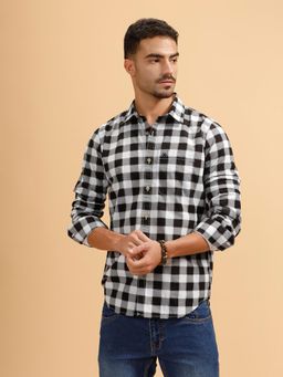 WROGN - White Checks Collar Neck Casual Shirt