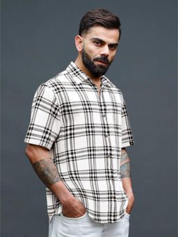 WROGN - White Checks Collar Neck Casual Shirt