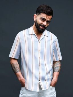 WROGN - Blue Stripes Collar Neck Casual Shirt