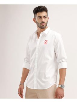 WROGN - White Solid/Plain Collar Neck Casual Shirt