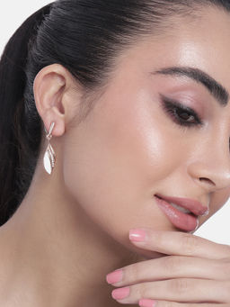 Estele - Rose Gold Plated Splendid Drop Earrings with Crystals & Enamel for Girls/Women