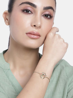 Estele - Gold Plated Om Ganesh Bracelet with Austrian Crystals for Men and Women