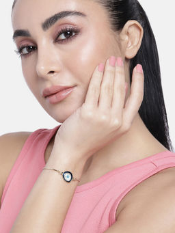 Estele - Gold Plated Designer Evil Eye Bracelet with Austrian Crystals for Men and Women