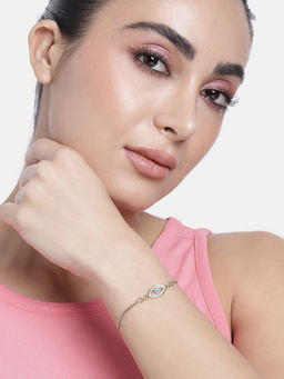 Estele - Gold Plated Auspicious Evil Eye Bracelet with Crystals for Men and Women