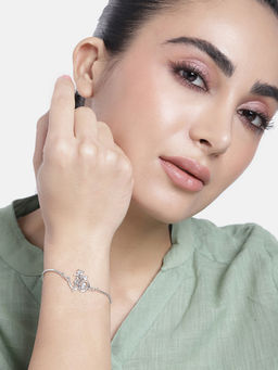 Estele - Rhodium Plated Shivay Om Bracelet for Men and Women