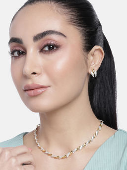 Estele - Gold and Rhodium Plated Chain Designer Necklace Set for Women