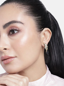 Estele - Gold Plated Leafy Stud Earrings for Women