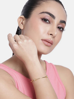 Estele - Gold Plated Circular Bracelet With White Austrian Crystals For Women