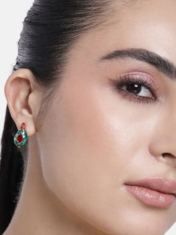 Estele - Gold Plated Drop Designer Stud Earrings For Women