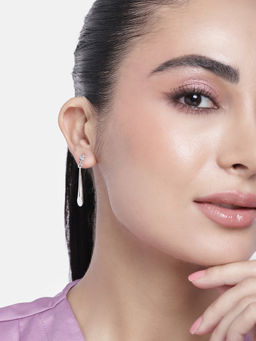 Estele - Rhodium Plated Cone Designer Dangle Earrings for Women